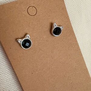 Silver Cat Stud Earrings 😸